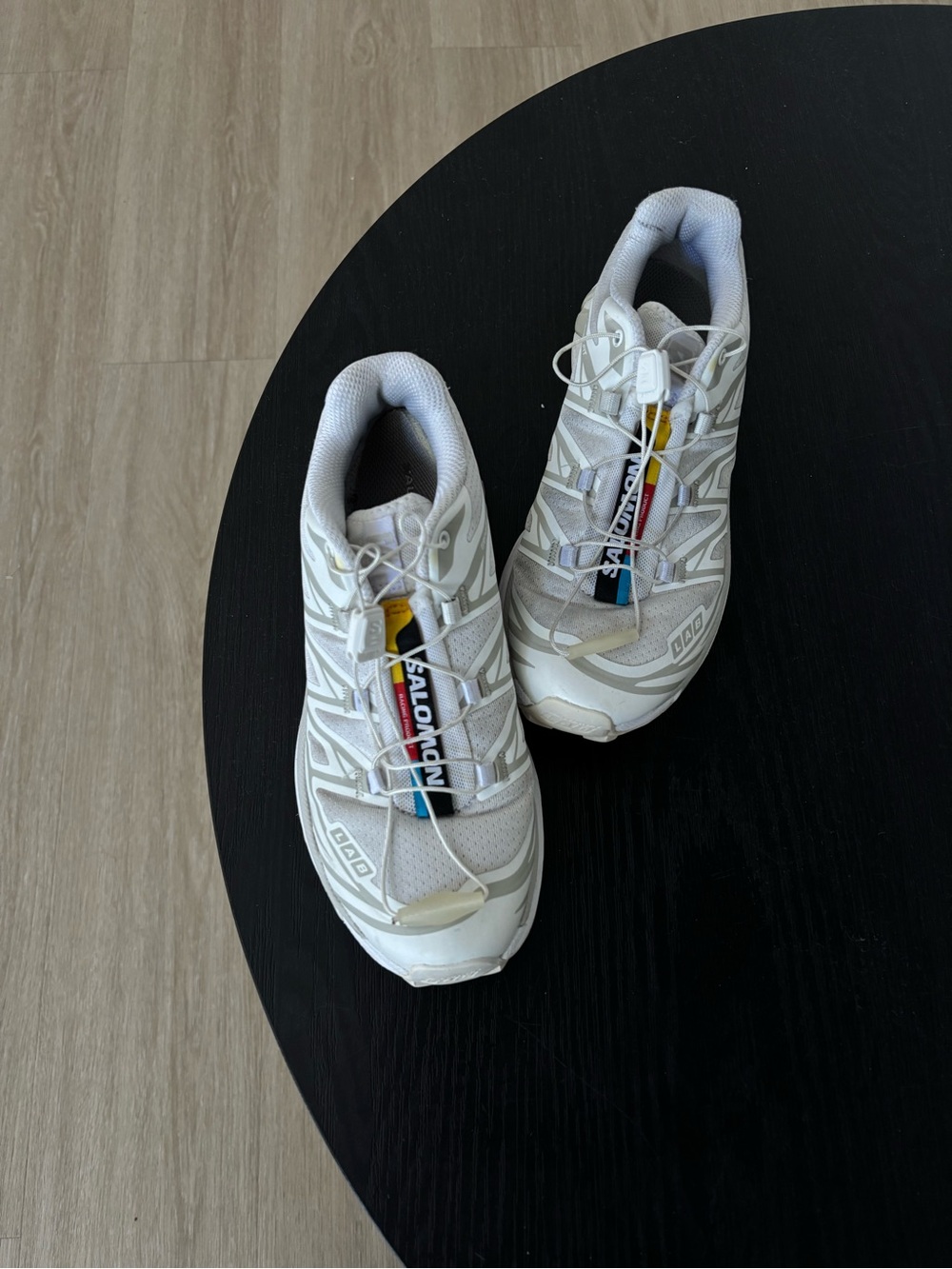 Salomon White/Light Gray Trail Sneakers